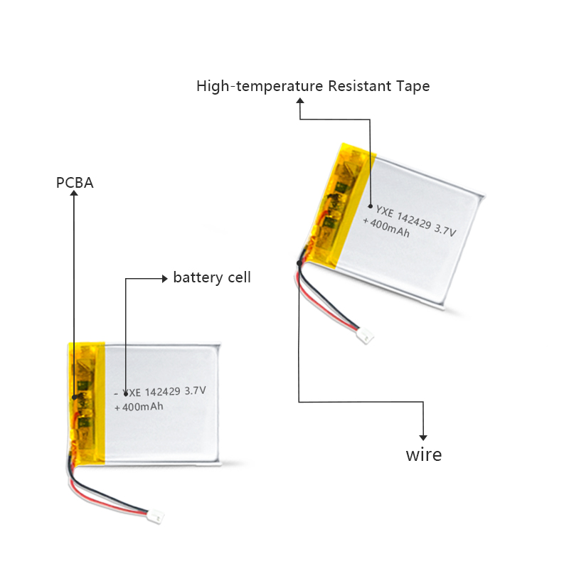 3.7 V Li-ion Battery 142429-400mah